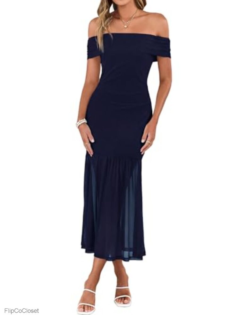 Off Shoulder Ruched Maxi Dress Formal Wedding Guest Tulle